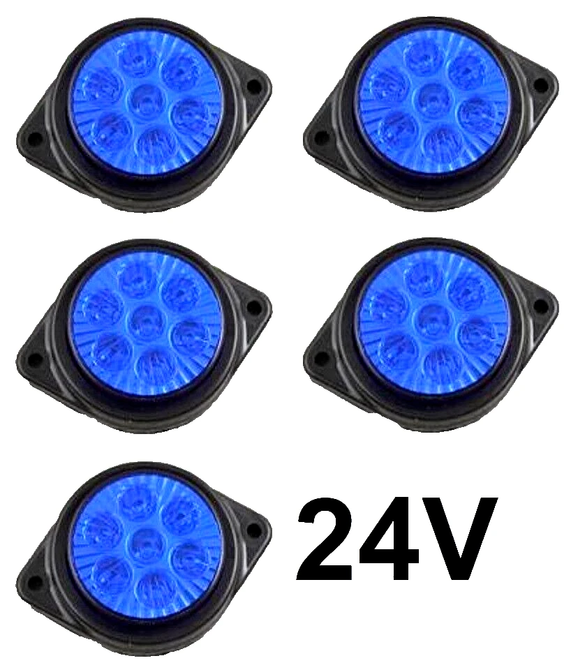 5 pcs 24V LED Side Blue Marker Lights for Truck Trailer DAF Scania MAN Renault