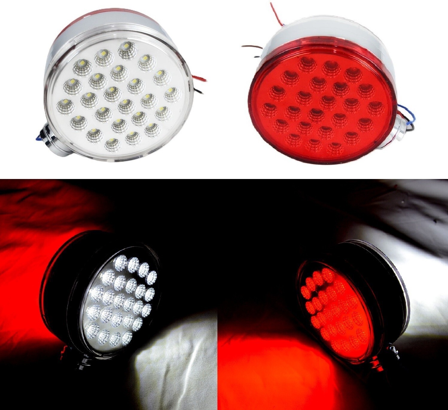 2 x 12V 24V White Red LED Side Marker Roof Lights Van Scania Volvo DAF MAN