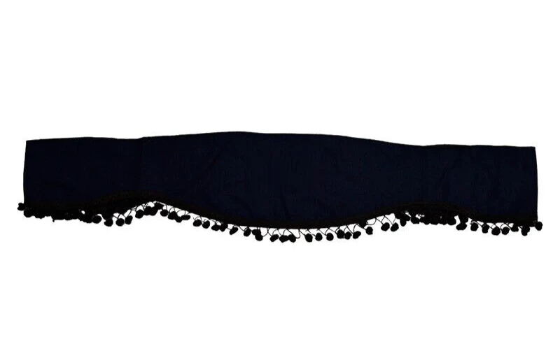 Black Front Window Curtain Plush Velvet Black Tassels for DAF trucks sunshade