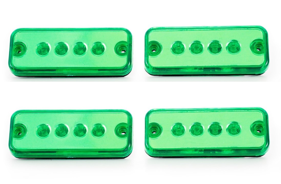 4X 24V Green Marker LED Lights Flush for Lights for Lights for Truck Chassis Cab