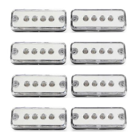 8 pcs LED White Marker Lights 12 24V