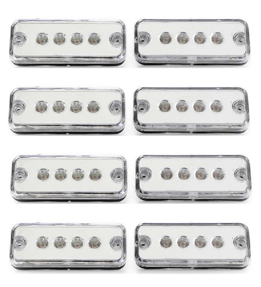 8 pcs LED White Marker Lights 12 24V