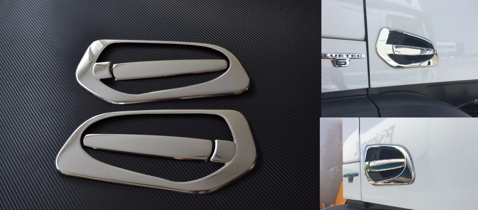Stainless Steel Door Handle Covers for Mercedes Actros MP4 Mirror Polished Decor