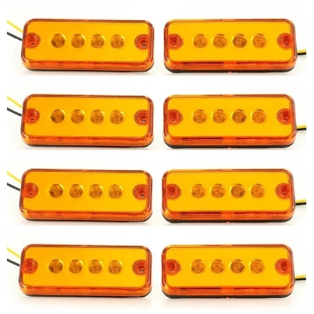 8 x Flush LED Amber Side Marker Lights for Trucks Scania Volvo DAF MAN 24V