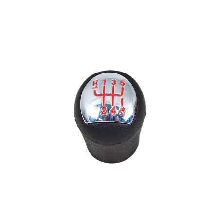 Black + Nickel  6 Speed + R Gear Knob with Red Numbers for Renault Clio Kangoo