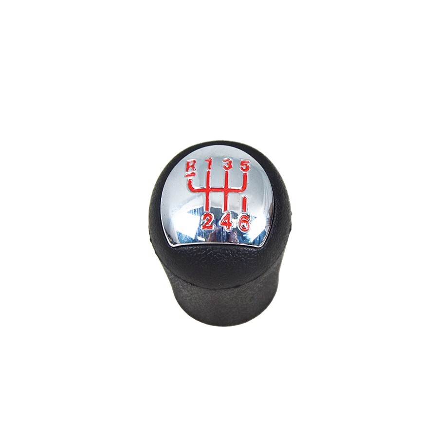 Black + Nickel  6 Speed + R Gear Knob with Red Numbers for Renault Clio Kangoo