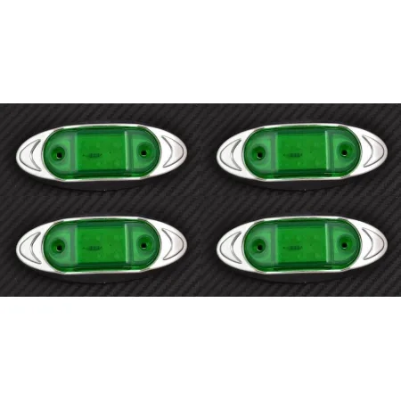 LED Green Side Chrome Bezel Marker Lights