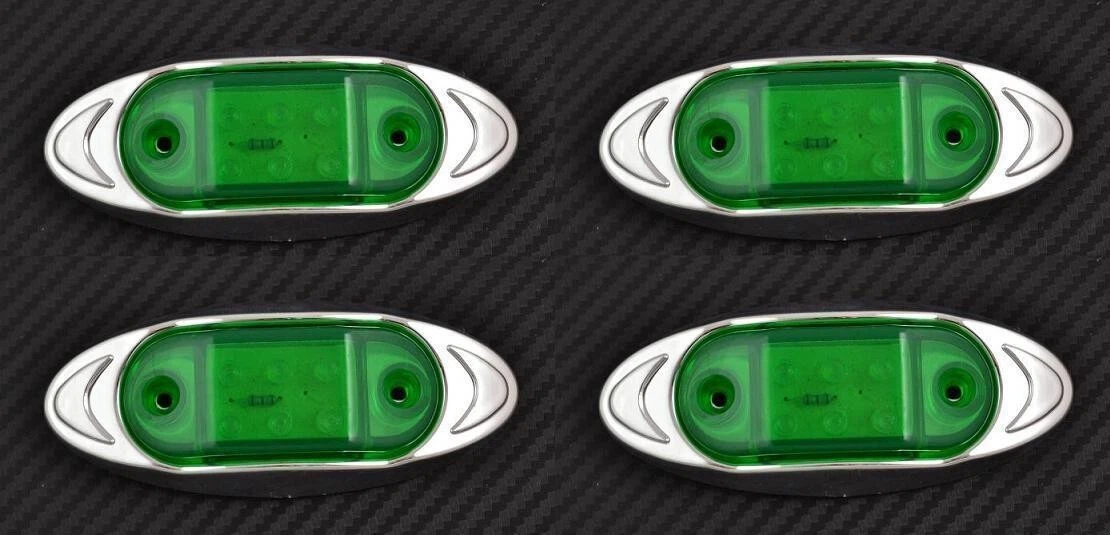 LED Green Side Chrome Bezel Marker Lights