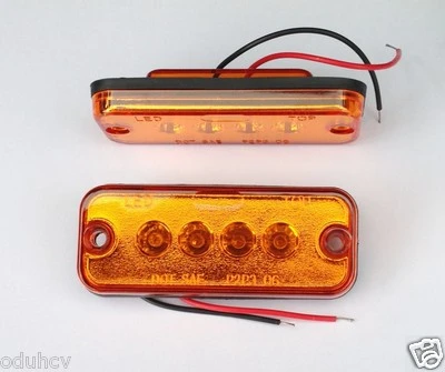 2 x 12V Orange LED Side Marker Lights Amber Orange Van Caravans Bus Cars
