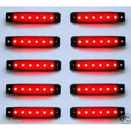 10 x 12V 6 LED Lights Side Marker RED Color for Iveco Volvo Daf Scania Man