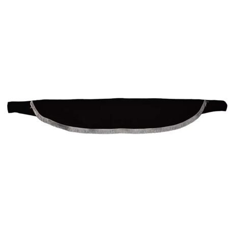 Black Plush Velvet Front Curtain with White Fringe for Volvo Man Daf Scania Mercedes etc.