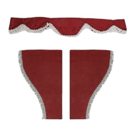3-Piece Bordeaux Plush Velvet Curtain Set with White Tassels – Universal for Truck