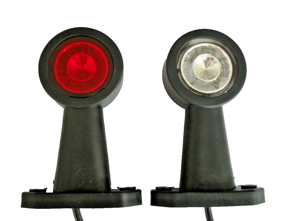 Pair of 12–24V LED Red/White Side Marker Lights – Commercial Vehicles