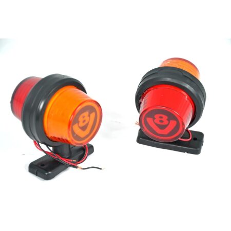 2x 12–24V LED V8 Red/Amber Neon Rear Side Marker Lamps for Truck, Van & Lorry