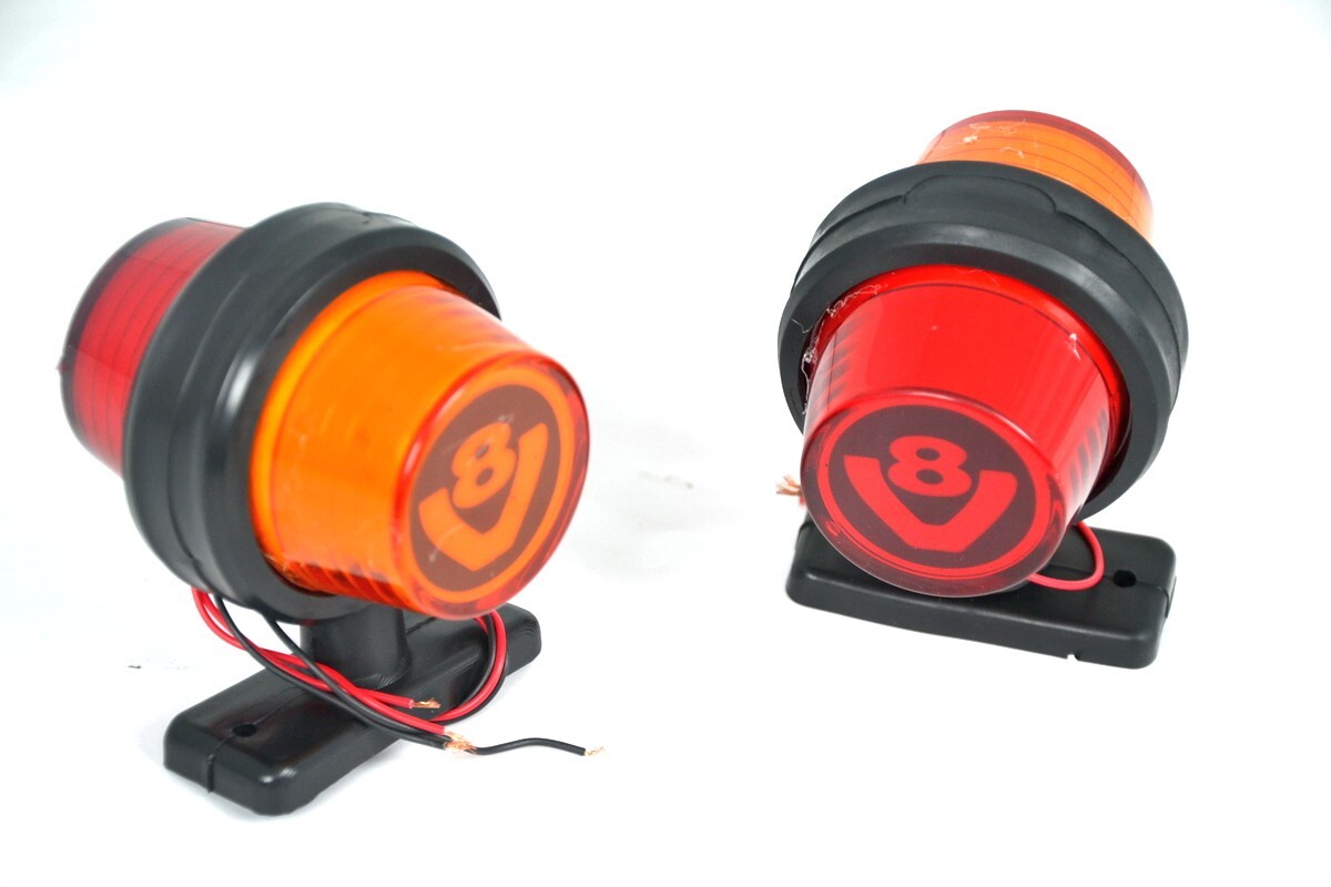 2x 12–24V LED V8 Red/Amber Neon Rear Side Marker Lamps for Truck, Van & Lorry