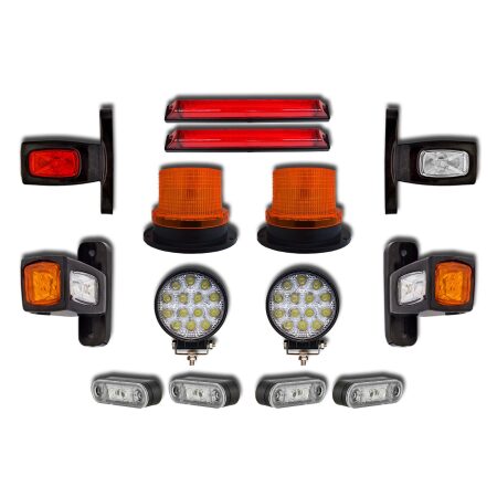LED Recovery Lights Set – 42W Work Lamps, Flashing Beacons, Marker & Identification Lights (Complete Truck Kit)