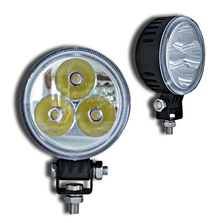12–24V Front 3-LED 9W Work Lights Flood & Spot – White Pair for Truck, Van, Car, Camper
