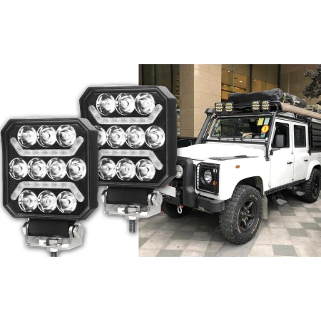 2x LED Work Light 15W High Intensity Spot & DRL 1500LM IP67/IP69K