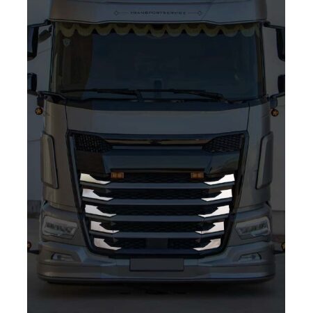 High Quality Front Grill Corner Decorations for DAF XF, XG & XG+ Mirror Polished Stainless Steel Trim Set. FREE Delivery for UK and Europe!
