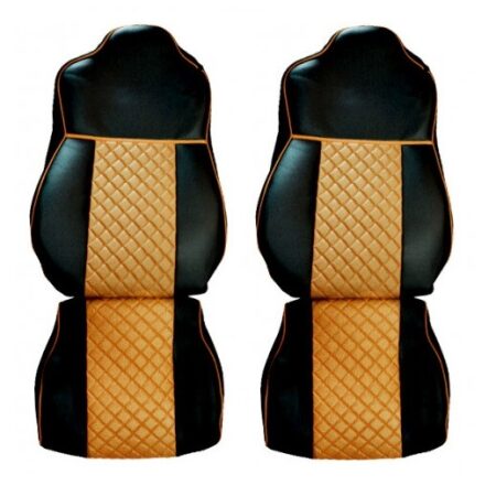 2x ECO Leather Seat Covers Black/Beige for Mercedes Actros EURO 6 2015-2021 Trucks
