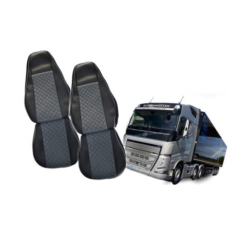 ECO Leather Seat Covers Black/Grey for Volvo FH EURO 6 2016-2020 Trucks