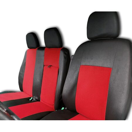 for Mercedes Sprinter 2010-2016 LHD Van Seat Covers 2+1 Black & Red with Tray/Armrest