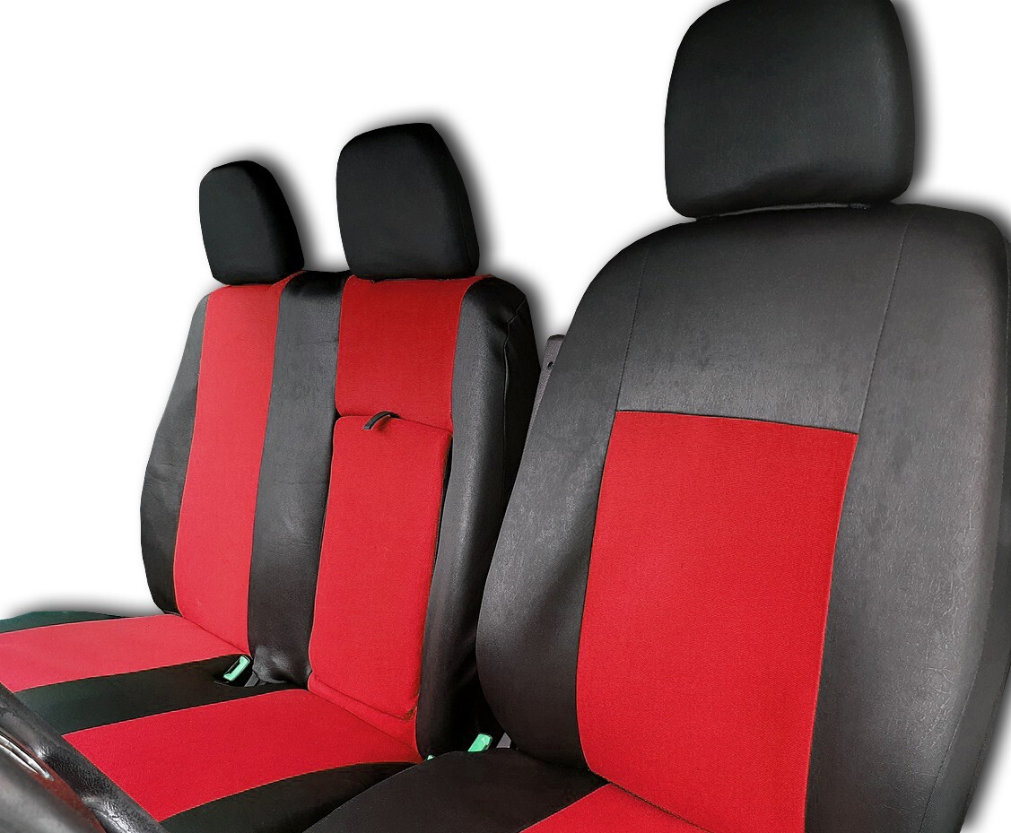 for Mercedes Sprinter 2010-2016 LHD Van Seat Covers 2+1 Black & Red with Tray/Armrest