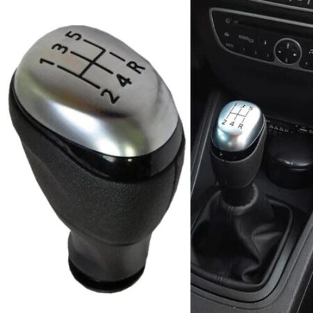 for Renault Clio IV Gear Knob with Leather Gaiter 5 Speed + Reverse Black & Chrome