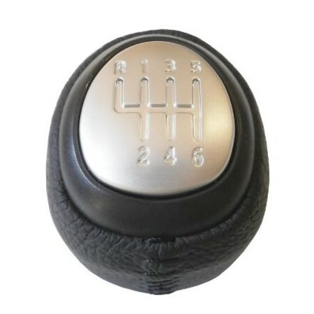 6 Speed + Reverse Gear Knob Black Chrome Plastic & Leather for Saab 9-3 (2003–2012)