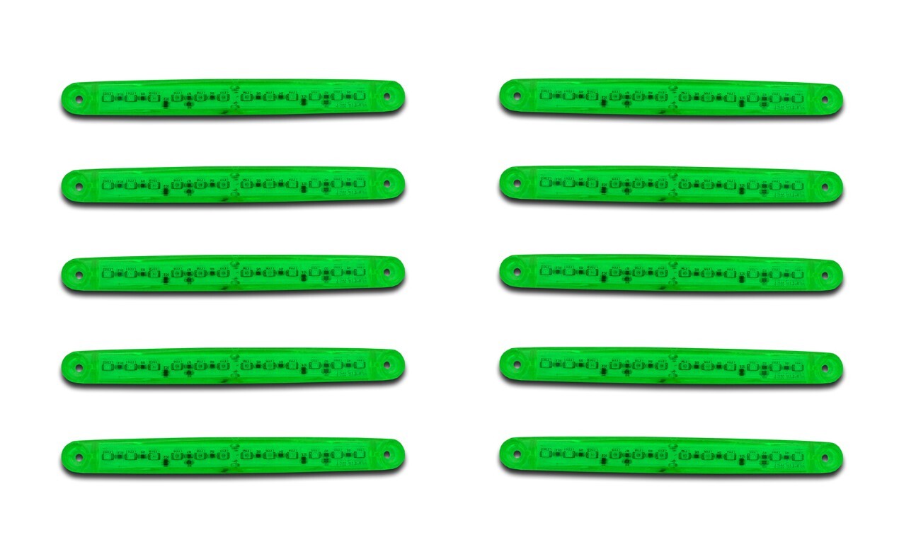10x 12V Green 12 LED Side Marker Lights for Camper, Caravan & Motorhome