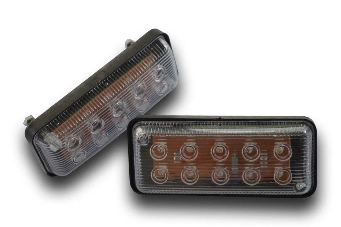 2x 12V White LED Front Side Marker / Outline Lights for Truck, Camper & Motorhome