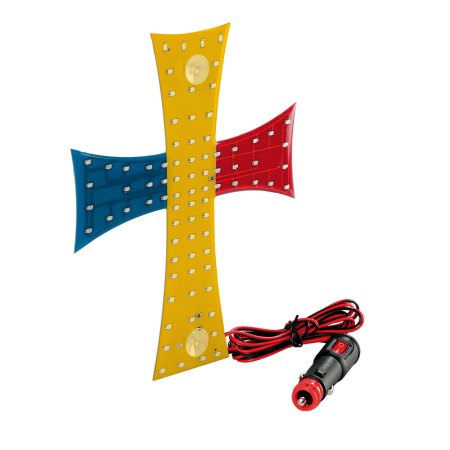 Romanian Flag LED Cross Sign 24V 250mm Plate with On/Off Switch for Truck & Home