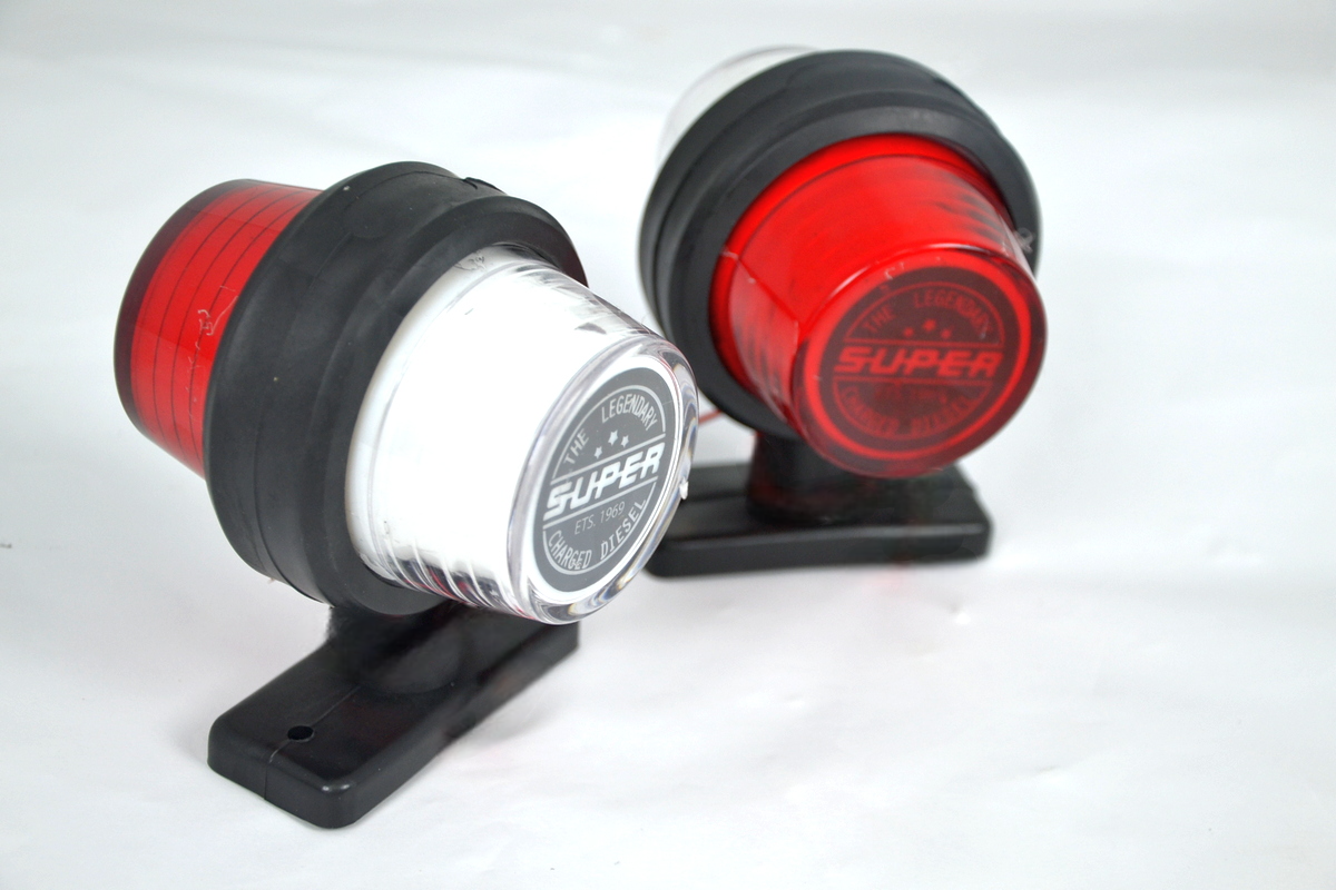 12–24V Super LED Neon Side Marker Lights – Red & White, Set of 2 for Vans, Truck,Lorry, Van