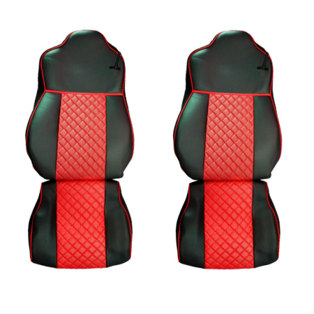 2x Eco Leather Seat Covers Black/Red for Mercedes Actros EURO 6 2015-2021 Trucks