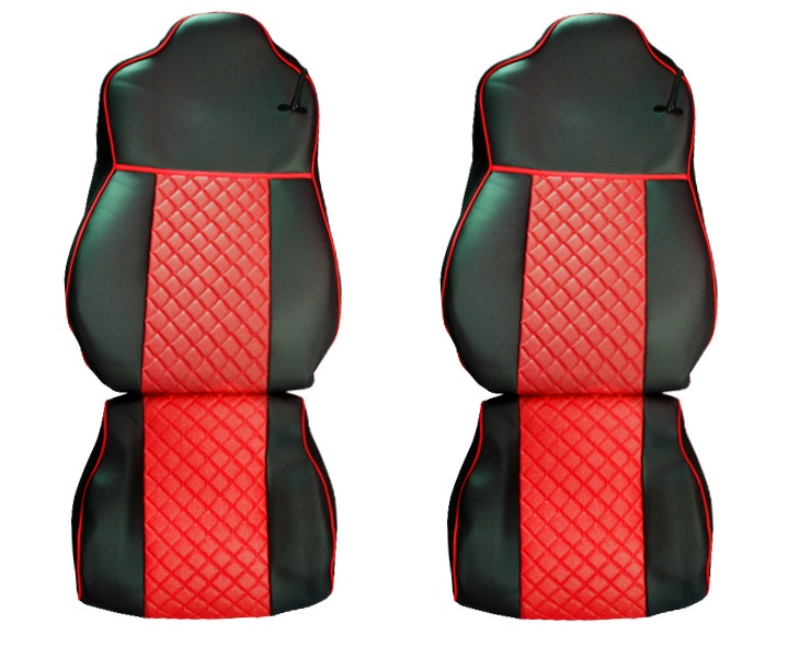 2x Eco Leather Seat Covers Black/Red for Mercedes Actros EURO 6 2015-2021 Trucks