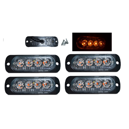 12V Orange Gauge Blink LED Lights 4x – Heavy Duty Trucks, Buses, Roadside Emergency
