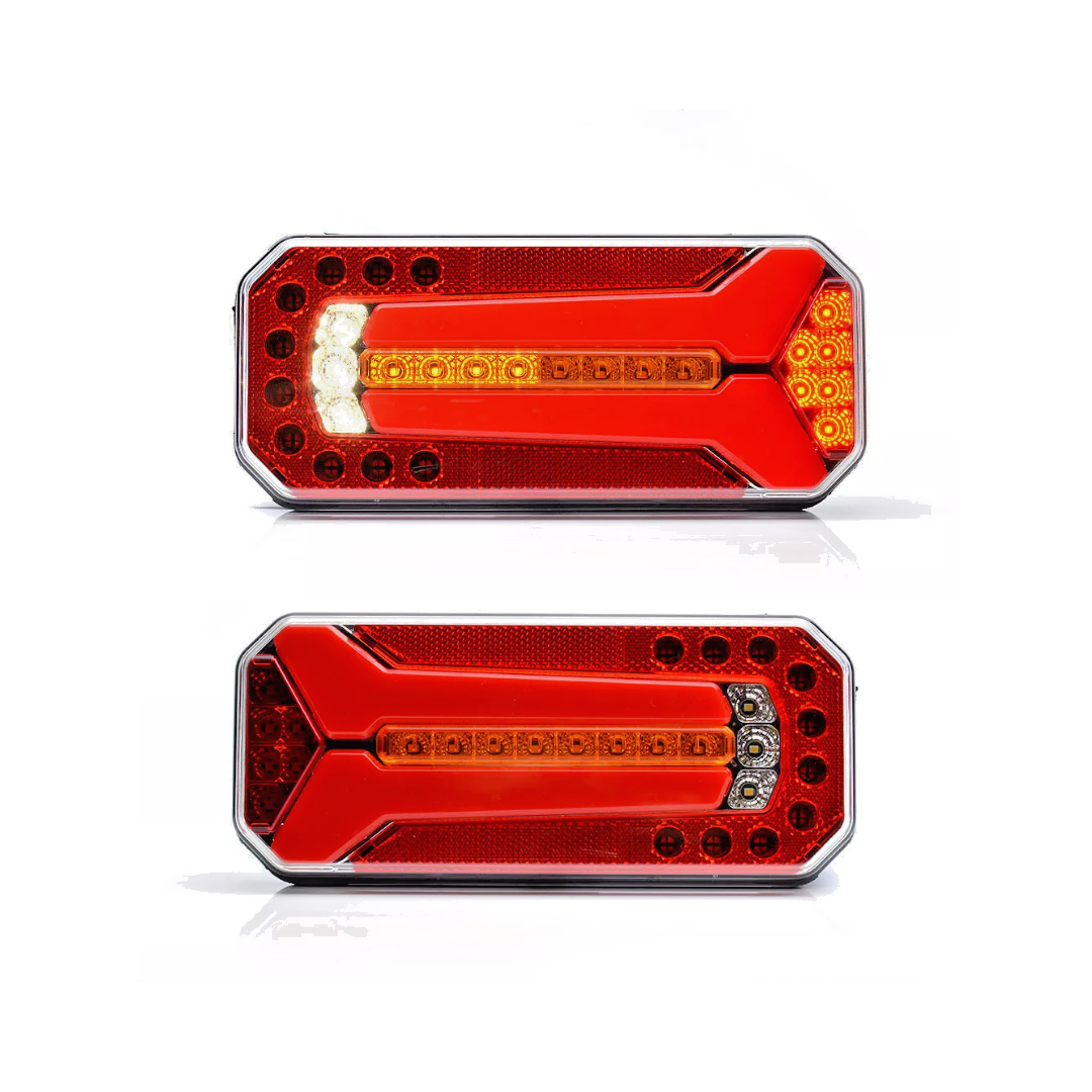 2 pcs 12V/24V LED Neon Rear Tail Lights – 4-Function Truck, Bus, Camper Lamps