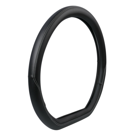 46cm Black Eco Leather Steering Wheel Cover – Custom-Fit for Lorry, Bus (Skeentex)