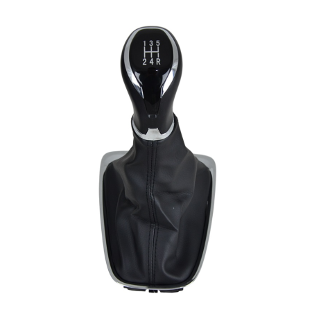 Gear Knob & Leather Gaiter for Opel Crossland 5 Speed + Reverse Black Chrome 2017+