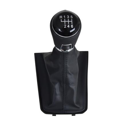 for VW Passat B8 Gear Knob 6 Speed with Leather Gaiter Black Plastic & Leather (2015–2019)