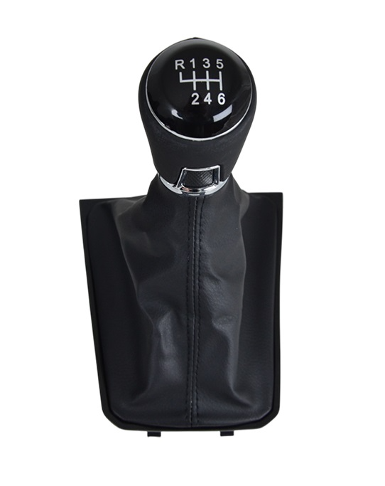 for VW Passat B8 Gear Knob 6 Speed with Leather Gaiter Black Plastic & Leather (2015–2019)