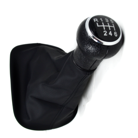 for VW Passat B5 Gear Knob 6 Speed Leather & Plastic with Gaiter Black & Chrome (1996–2005)