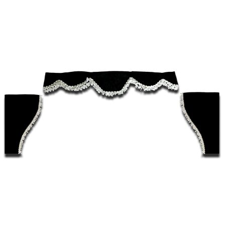 Front & Side, Black Plush Curtains, Truck / Scania, R/S/P/G/L, 2004-2018