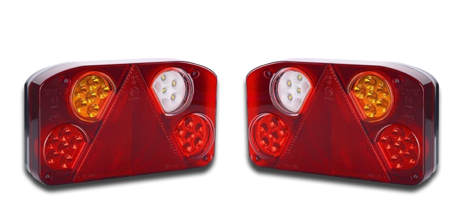 2x 12V-24V LED E-Marked Rear Combination Tail Lights for Truck Trailer Chassis Bus Wagon