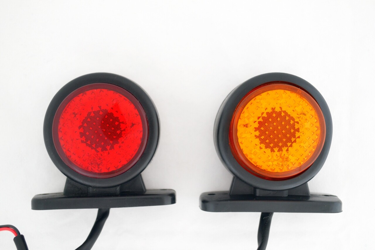 2PCS 24V LED Rear Side Marker Lights – Red & Amber for Truck, Trailer, Lorry, Van