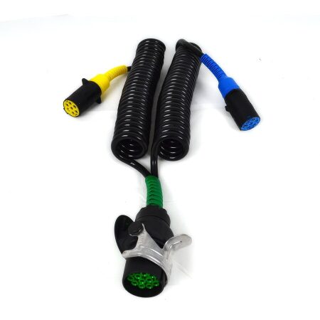 1x 15 Pin to 2×7 Pin Twin Trailer Electrical Coil Cable, 4.5m, ABS N/S, Universal Fit
