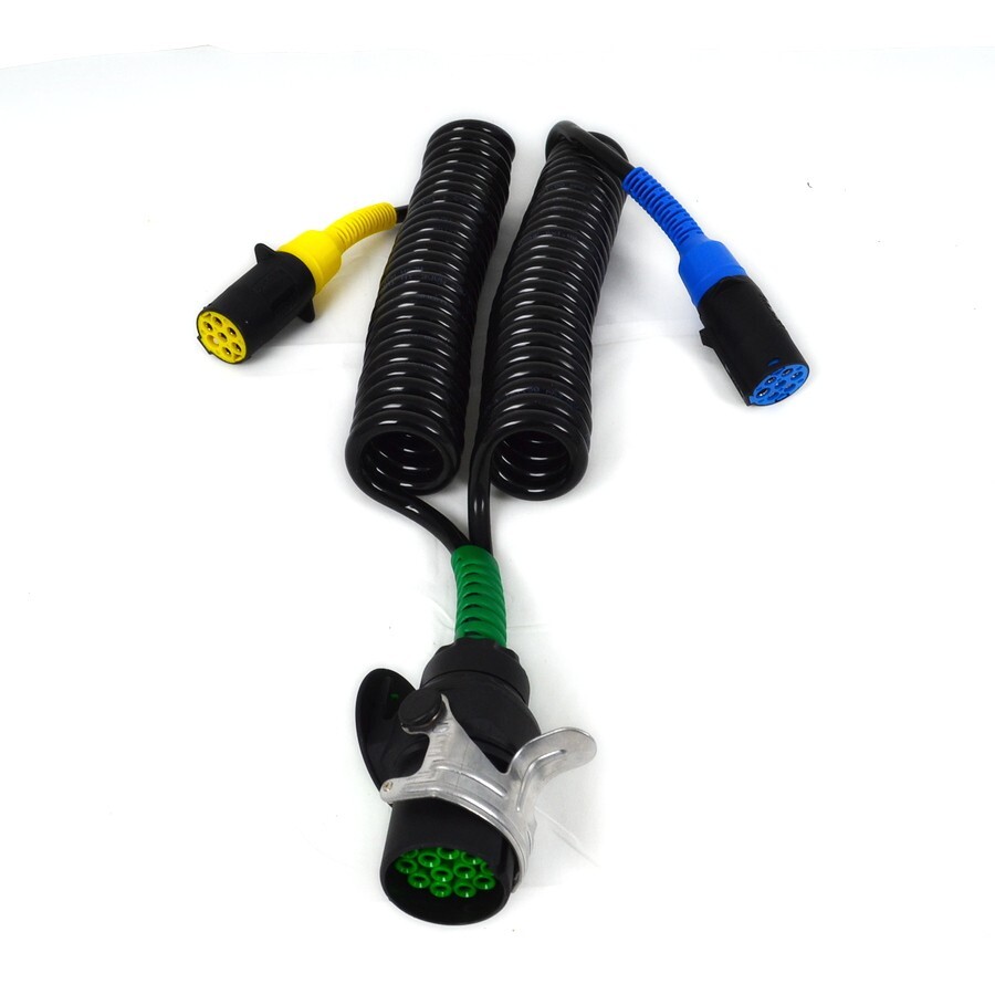 1x 15 Pin to 2×7 Pin Twin Trailer Electrical Coil Cable, 4.5m, ABS N/S, Universal Fit