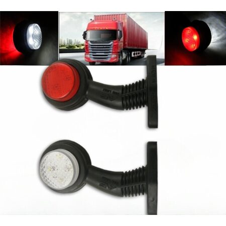 2PCS 24V LED Side Outline Marker Lights – Red & White for Truck, Trailer, Lorry, Van