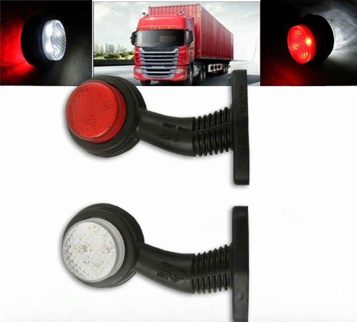 2PCS 24V LED Side Outline Marker Lights – Red & White for Truck, Trailer, Lorry, Van
