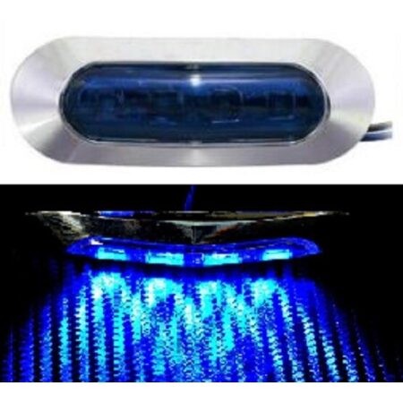 4× Universal 24V Blue LED Side Marker Clearance Lights – Chrome, Truck & Van